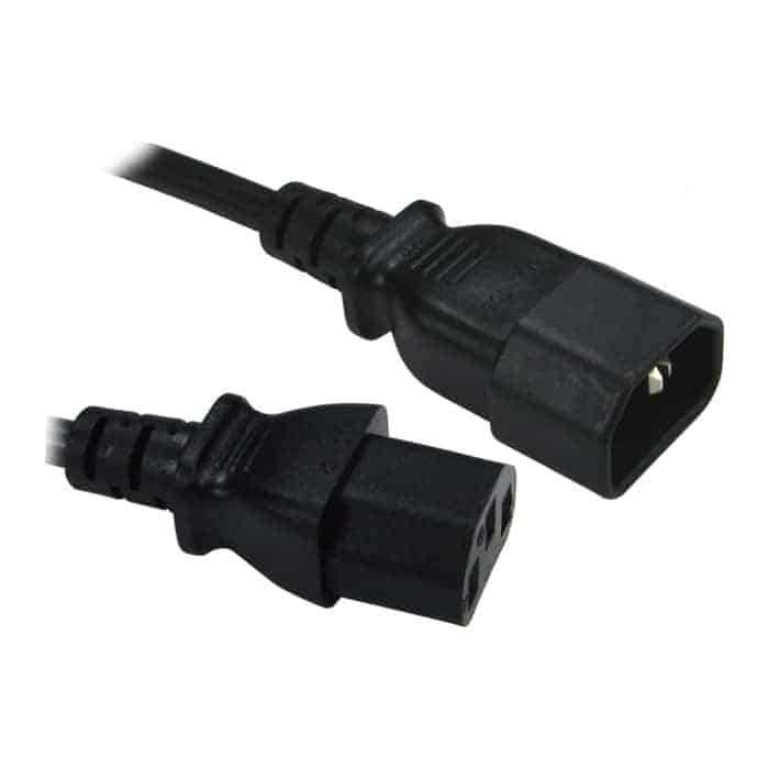 1m Mains Extension C13 to C14 Power Cable/Connector - Black